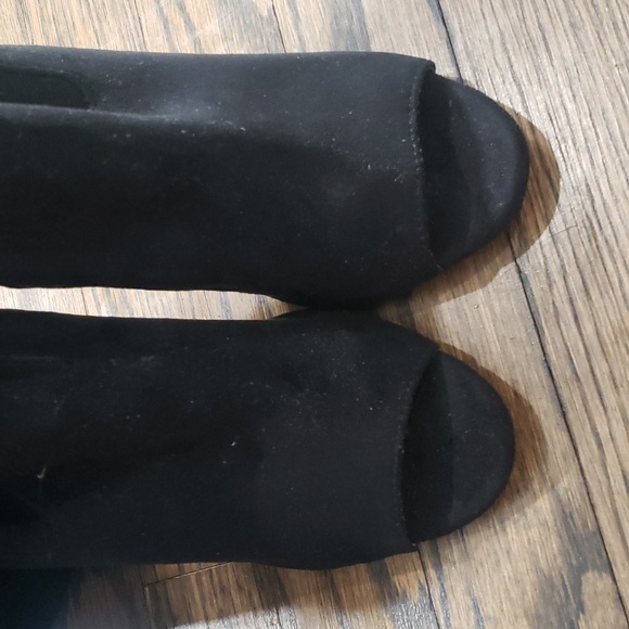 Suede Like Over the Knee Open Toe Boots - Picture 6 of 11